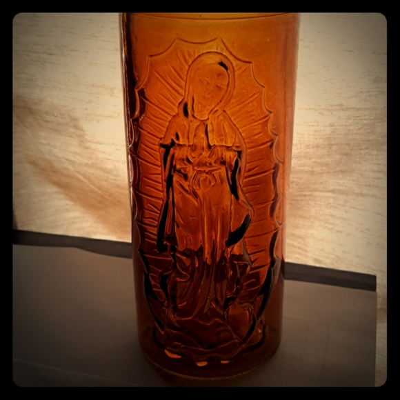 Other - VINTAGE CANDLE HOLDER AMBER GLASS